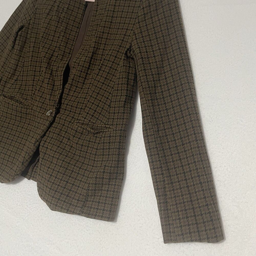 Old Navy Blazer Womens Small S Brown Houndstooth Corpcore Academia Preppy Office - Picture 4 of 16
